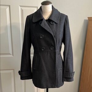 Women's Black Double-Breasted Coat
